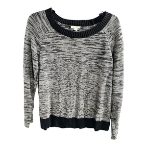 Suéter Eileen Fisher Melange Tejido Twist Mezcla de Lino Cuello Barco Negro/Blanco M - Imagen 1 de 6
