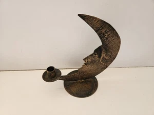 Crescent Moon Wall Sculpture Hanging Pillar Candle Holder Sconce - Picture 1 of 3