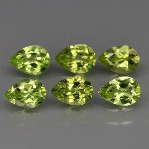 Pera 7x5mm. Brillante Brillante Brillante Peridoto Verde Natural ¡Limpio! 6 piezas / 4,32 quilates. - Imagen 1 de 6