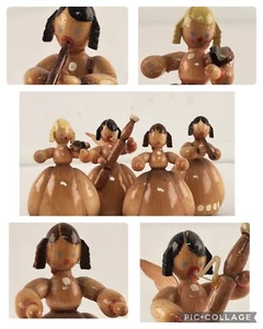 4 Erzgebirge Müller Kleinkunst Angel Wood Musicians Handmade East Germany 1¾"T - Picture 1 of 20