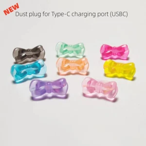 10pcs Creative Candy Color Bow Anti Dust Plug Transparent Charge Port Dust Plug - Zdjęcie 1 z 21