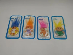 Lot of 4 - 1992 GOOD LUCK BUTTON PINS  - 2" Adopt a Norfin Troll - NEW - Picture 1 of 6