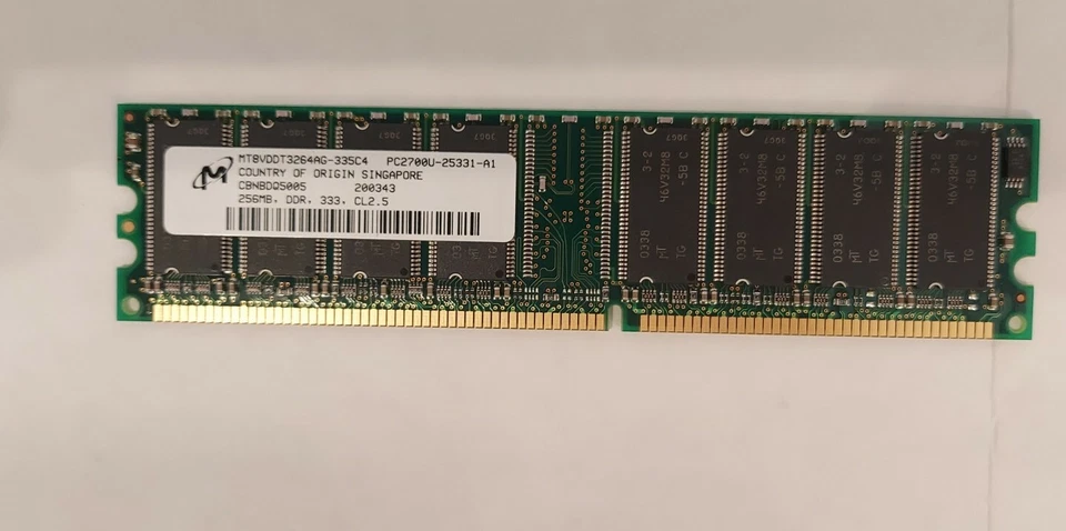 Micron MT8VDDT3264AG-335C4 256MB DDR-333 (PC-2700) PC-2700U RAM - (2) Available - Image 1 of 1