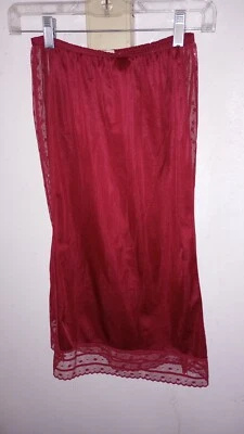 VINTAGE Red Kickernick 1/2 SLIP Skirt LINGERIE Henson sz S Rare High Slits USA  - Image 1 of 4