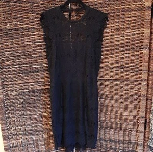 NWT Intimately Free People Dress Womens Large Black Daydream Lace Sheer Mini LBD - Picture 1 of 10