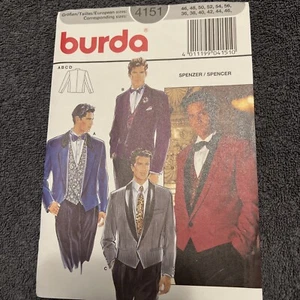Burda Pattern 4151 Mens Jacket Waistcoat Shawl 46 thru 56" UNCUT FF - Picture 1 of 4