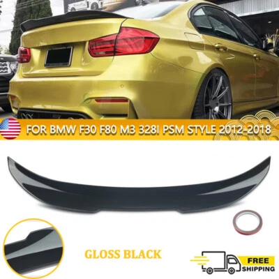 Trunk Spoiler Wing For 12-18 BMW F30 335i F80 M3 Gloss Black HighKick PSM Style - Image 1 of 4