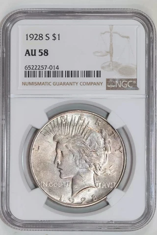 1928-S PEACE DOLLAR NGC AU58 Cover