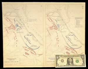 Battle of Fredricksburg Map Virginia Battlefield Dec 13 1862 General Longstreet - Picture 1 of 9