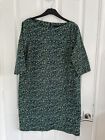 COS Green Black Patterned Dress Size 12 Tunic Zip Back