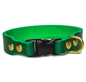 Leather Cat Collar Green Choose From 7 Colors Premium Latigo  Breakaway Buckle