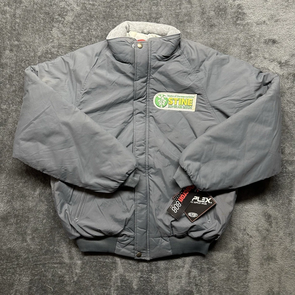 Vintage Swingster Jacket Mens Medium Gray Bomber Soybean Farming Made In USA - Image 1 of 4