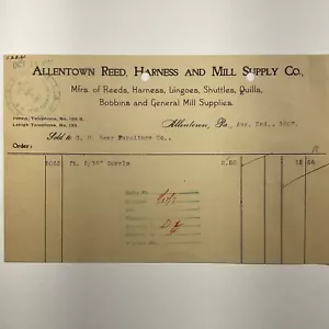 1907 Allentown Reed, Harness & Mill Supply Co. Pennsylvania Bill Head Receipt - Picture 1 of 5