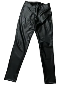 Gap  Black Faux Leather High Rise Stretch Pull On Skinny Pants  2022 Women Sz L - Picture 1 of 8