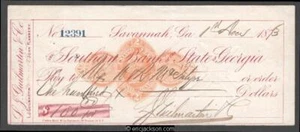 Bankscheck RN-D1 Savannah GA Southern Bank of the State of GA LJ Guilmartin & Co - Bild 1 von 1