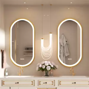 LED Badspiegel Badezimmer Spiegel Wandspiegel mit Beleuchtung Touch Oval 3 Farbe - Bild 1 von 25