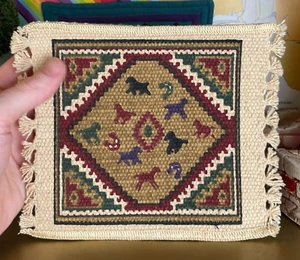 Vintage Dollhouse HORSE RUG Western Southwest Equestrian Cowboy Woven Carpet - Picture 1 of 6