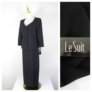 Maxi gonna lunga con cintura nera tinta unita Le Suit 10 formale carriera aziendale $265 - Foto 1 di 15