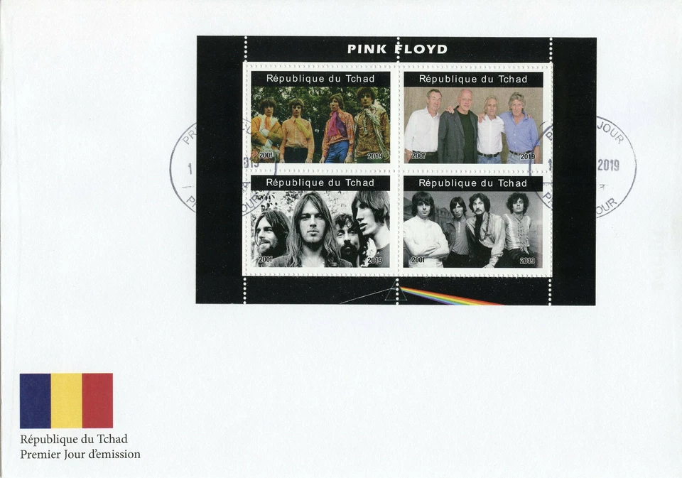 Chad 2019 FDC Pink Floyd 4v M/S Cover II Music Famous Musicians Stamps - Image 1 of 1