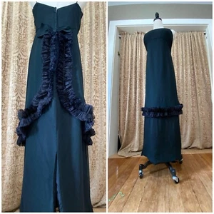 Sleeveless Black Evening Gown: Vintage 60s Silk Chiffon LBD - Picture 1 of 10