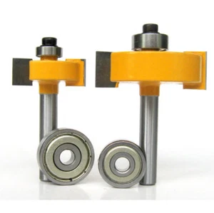 2 pc 1/4" Shank 1/2", 3/8" Rabbeting & Slotting Router Bit w/2pc Bearings Set - Picture 1 of 4