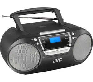 JVC RC-D322B WIRELESS BLUETOOTH DAB+ FM BOOMBOX BLACK CD CASSETTE PLAYER USB - Picture 1 of 4