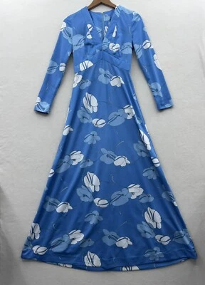 Keran New York 1970’s Maxi Dress Women’s Small/Medium Blue Floral Pattern - Image 1 of 4