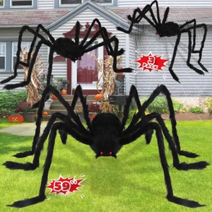 Halloween Giant Spider Decorations (3 PACK), Realistic Halloween Spider Props - Picture 1 of 12