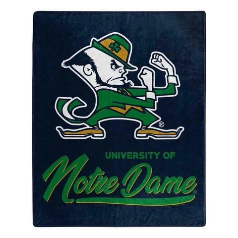 Notre Dame Fighting Irish 50x60 Signature Design Royal Plush Throw Blanket FREE Cover
