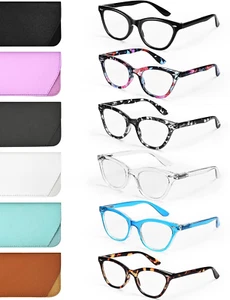 Reading Glasses for Women Men 6 Pack, Blue Light Blocking Spring Hinge Readers w - Picture 1 of 6