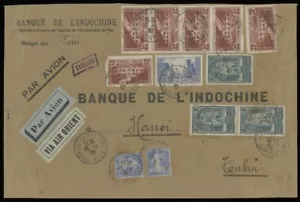 1932, FRANCE AIR POST, ORIENT FLIGHT PARIS-TONKIN, 12 STAMPS FRANKING, SC.#253 - Picture 1 of 2