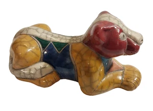 Raku Lioness Multi-color Red Blue Green Ceramic Fired South Africa " Beautiful - Picture 1 of 10