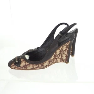 Vintage Christian Dior Trotter Monogram Wedge Strap Size 38 US8 Shoes. - Picture 1 of 12