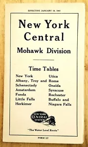 NEW YORK CENTRAL MOHAWK DIVISION FORM 127 PASSENGER TIMETABLE JANUARY 19, 1941 - Picture 1 of 3