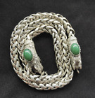 cuivre tibet argent sculpté dragon incrustation vert jade bracelet chaîne collier