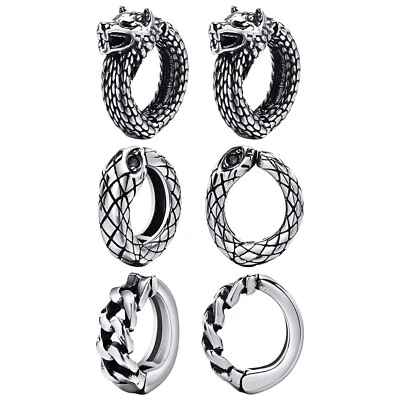 Pendientes de aro vikingo sin piercing cadena serpiente lobo hombres mujeres tachuelas vintage 2 un. Foto 1 de 3