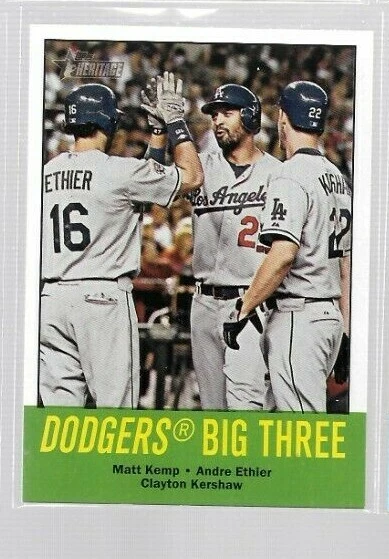 2012 Topps Heritage Dodgers Big Three Matt Kemp/Andre Ethier/Clayton Kershaw#412 - Image 1 of 1