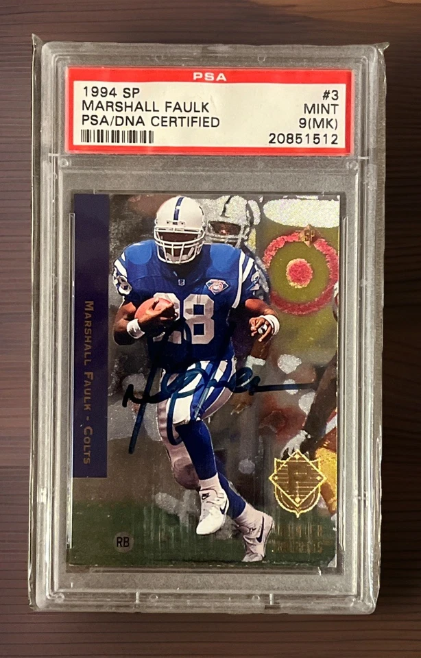 🔥🟦Marshall Faulk🟦🔥1994 Upper Deck SP Auto Rookie Card #3 PSA/DNA 9 MINT - Image 1 of 4