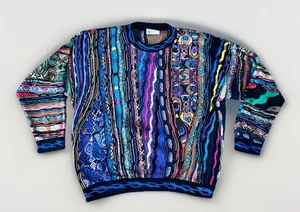 COOGI MEDIUM Australia Multicolor 3D Textured Chunky Knit 90s Biggie Sweater VTG - Picture 1 of 12