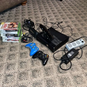 Xbox 360 Black Console + 12 Games Bundle controllers 120gb HDD chords GTA V etc  - Picture 1 of 12