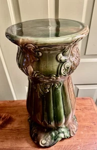 Gemischte Majolika Vintage Kunstkeramik grün braun Jardiniere Ständer - Bild 1 von 6