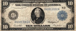 Series 1914 - US Ten Dollar Large Size Federal Reserve Note-062 - Picture 1 of 2