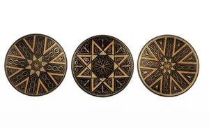 Three Damascene Plates 3" 50g Each Black Gold Toledo Spain 1 is Signed Espinosa - Picture 1 of 20