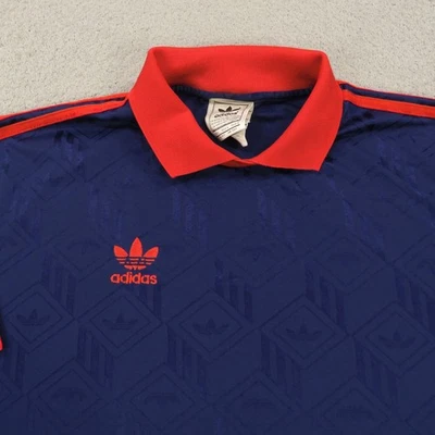 Camiseta deportiva de fútbol jacquard vintage Adidas grande para hombre trifolio hecha en EE. UU. *DEFECTUOSA Foto 1 de 4