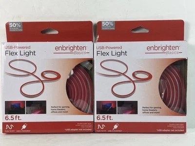 Enbrighten LED Rope Light LED Strip Lights 6.5 feet USB Powered Flexible x 2 - Image 1 of 3