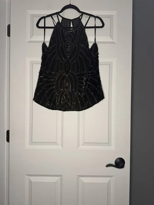 Blusa Parker Sin Mangas Negra con Decoración Exclusiva Cuentas Grande Nueva con Etiquetas 89.99 Foto 1 de 2
