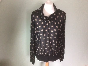 Women’s Semi Sheer Long Sleeve Black & Beige Blouse Size 14 By Gerry Weber - Picture 1 of 8