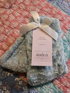 New Auden Light Blue fuzzy Slipper socks Stocking Stuffers Shoe Size 4-10 - Picture 1 of 4