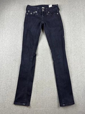 Pantalones de mezclilla True Religion para mujer 23 lavado oscuro ajustados solapa arco iris plata herradura Foto 1 de 4