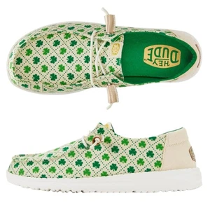 HEYDUDE Women’s Wendy Luck Shamrock Lightweight Slip-On Loafers – Size 7 - Picture 1 of 4